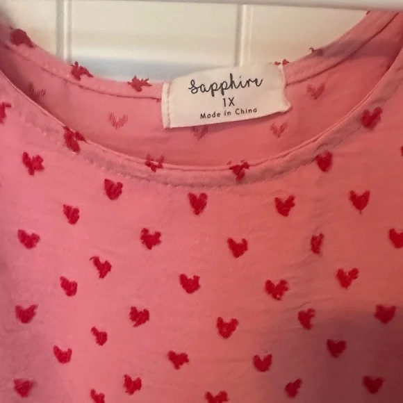 Sapphire 1x Pink Heart Print Blouse valentines - Picture 2 of 4
